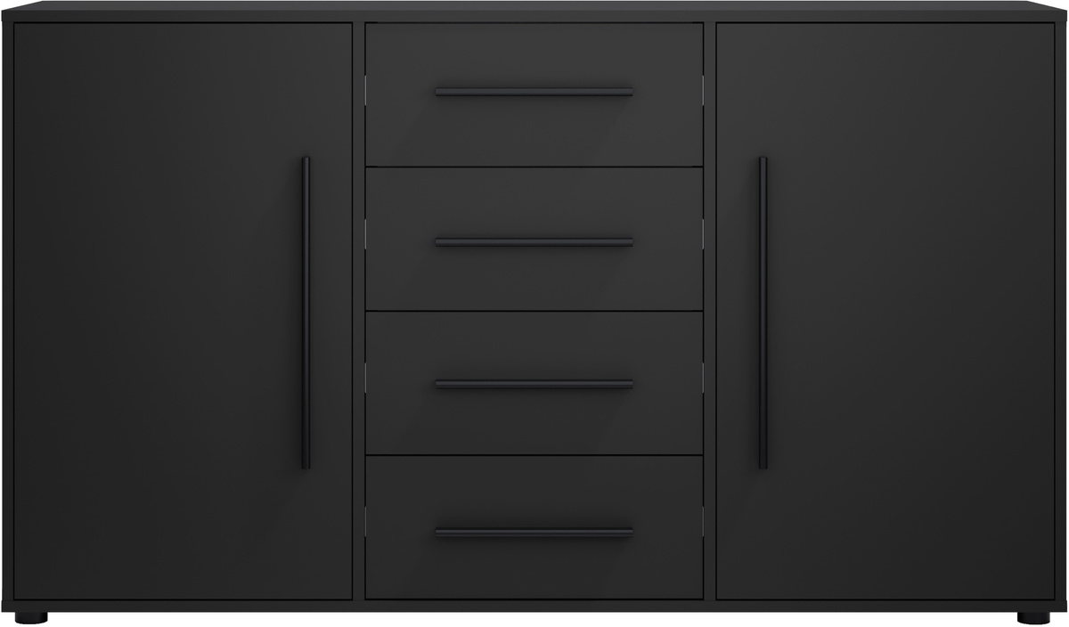 Czarna komoda do sypialni z szufladami 150 cm MAXIDO