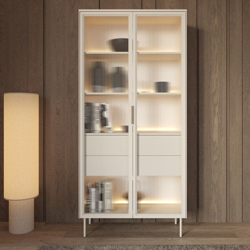 Witryna do salonu na książki przeszklona 91 cm kaszmir LUANO