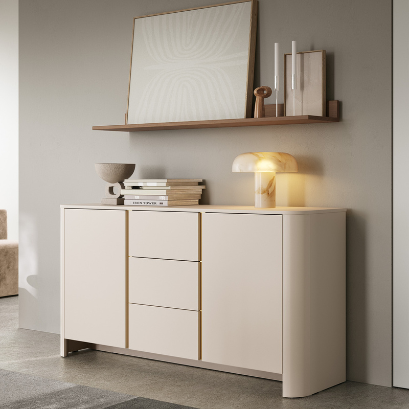 Komoda dwudrzwiowa z szufladami 168 cm kaszmir BELVI