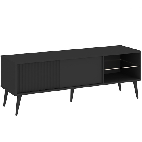 Czarna szafka pod telewizor RTV 135 cm na nóżkach BELLUNO