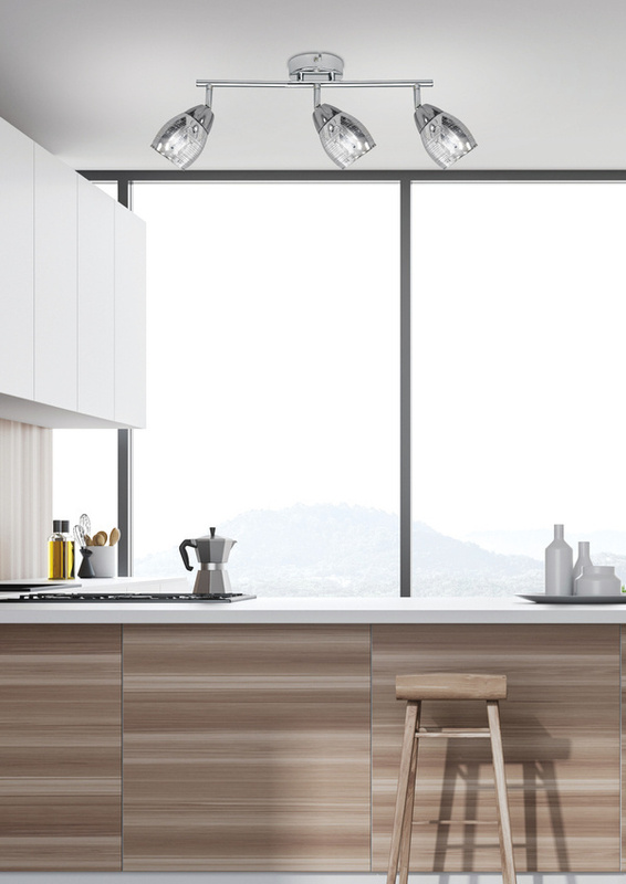 Srebrny kinkiet nad lustro na 3 żarówki E14 MILTON szkło metal