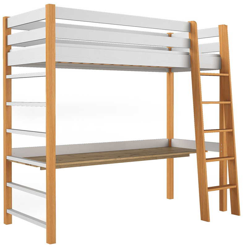 Białe dwuosobowe łóżko piętrowe do pokoju dziecięcego ZETTA