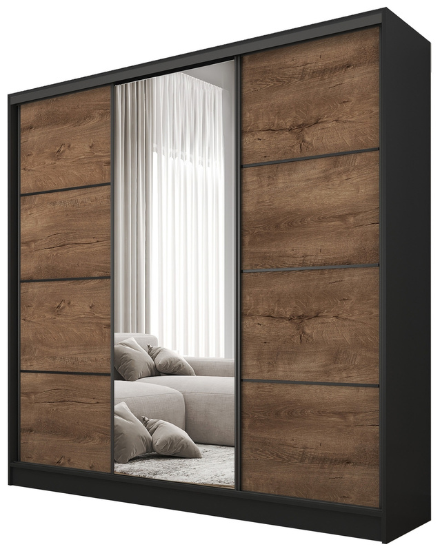 Nowoczesna szafa przesuwna z półkami do sypialni 180 cm BEST lustro