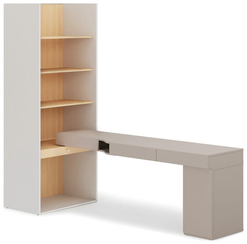 Zestaw mebli młodzieżowych biurko lewe z regałem i kontenerkiem WOOW
