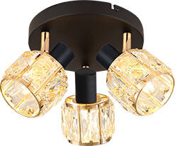 Czarny plafon sufitowy 3-punktowy do salonu DUBAI różowy złoty klosz