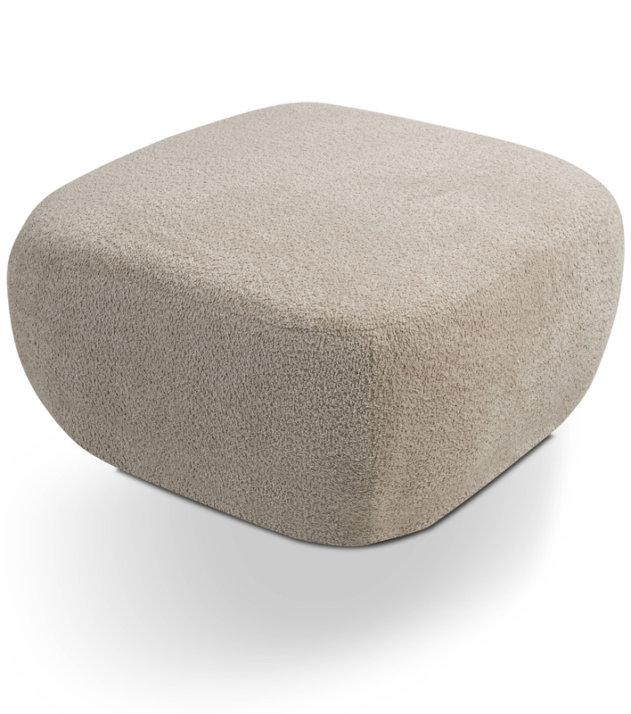 Nowoczesna okrągła pufa do siedzenia OMERO tkanina baranek
