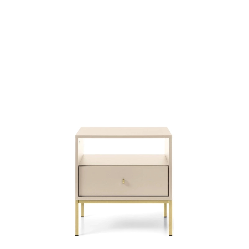 Mała szafka nocna z szufladą nowoczesna MONTI beż złoty