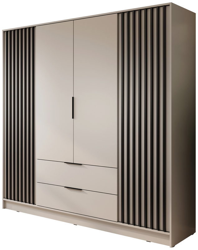 Duża szafa czterodrzwiowa z szufladami 206 cm KELLY kaszmir