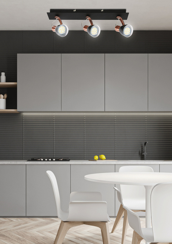 Czarna lampa ścienna listwa 3-punktowa nad lustro MARKUS metal