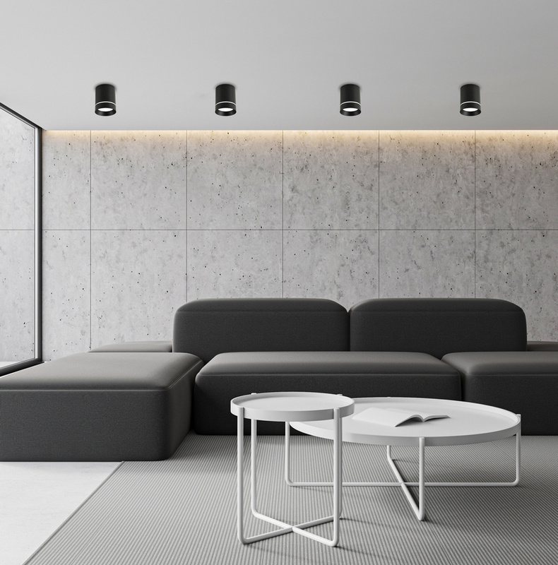 Czarna lampa sufitowa tuba 1 punkt światła GU10 aluminium