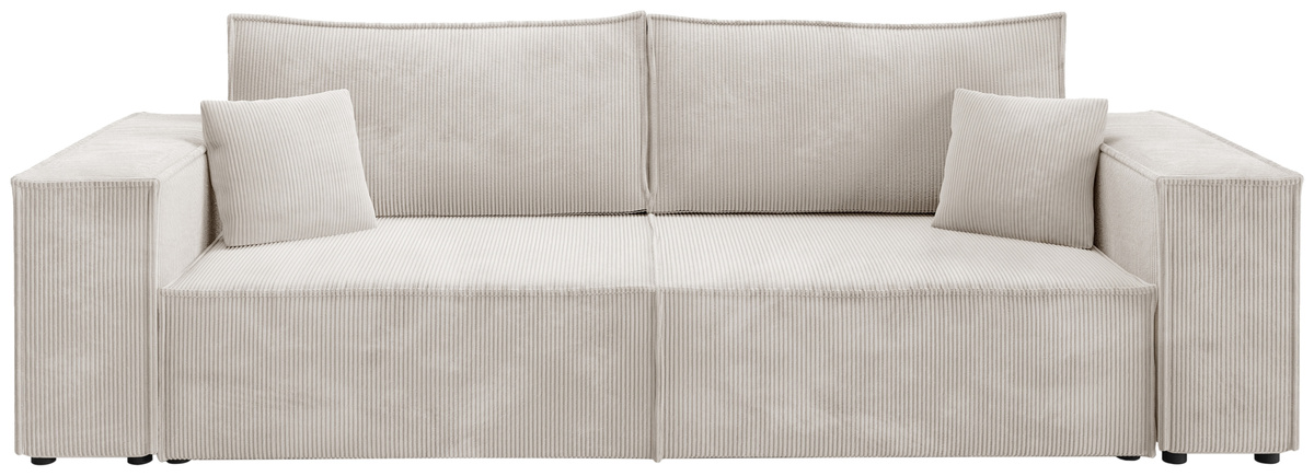 Beżowa kanapa sztruksowa do salonu z funkcją spania PEDRO