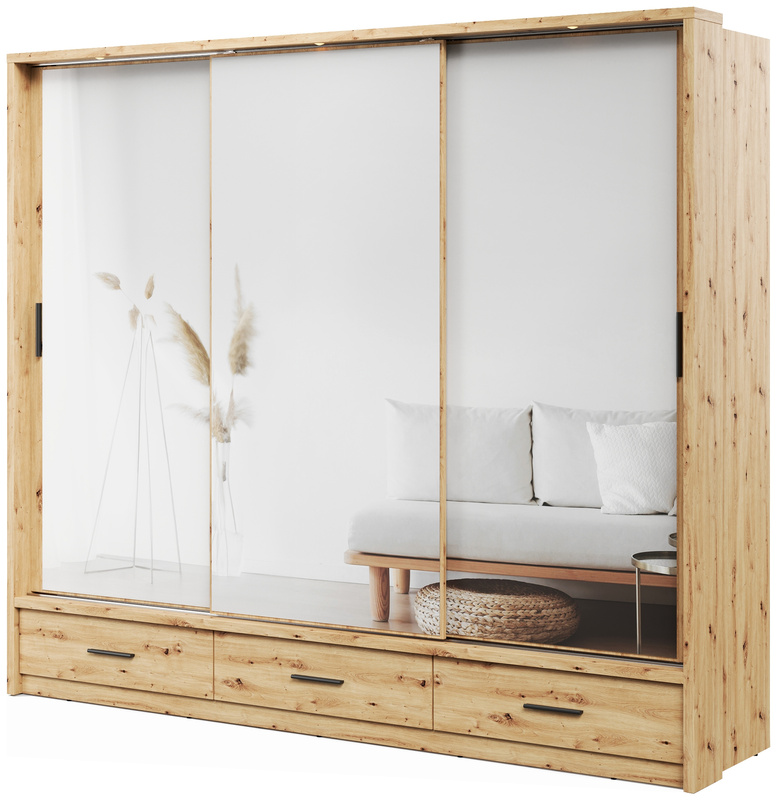 Nowoczesna szafa przesuwna z lustrem i szufladami 250 cm ARTI