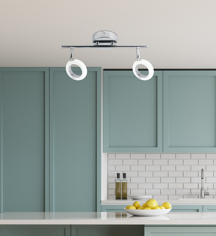 Srebrna lampa wisząca LED do salonu i jadalni Aurelion 2-punktowa