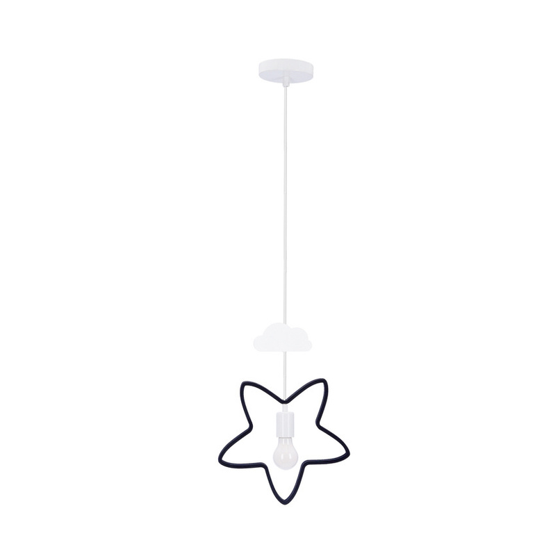 Czarna lampa wisząca dla dzieci STAR 1 punkt światła E27 metal MDF