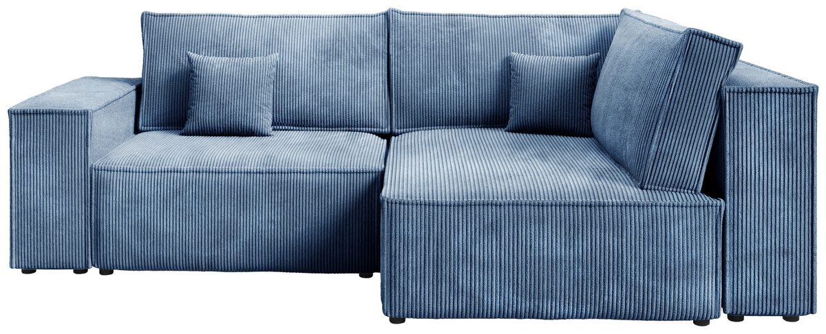 Niebieski narożnik do salonu z funkcją spania PEDRO DUO