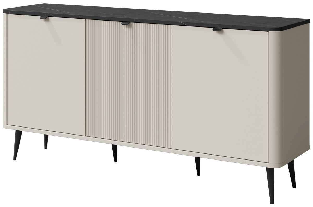 Trzydrzwiowa komoda do salonu na nóżkach 160 cm MIREL kaszmir