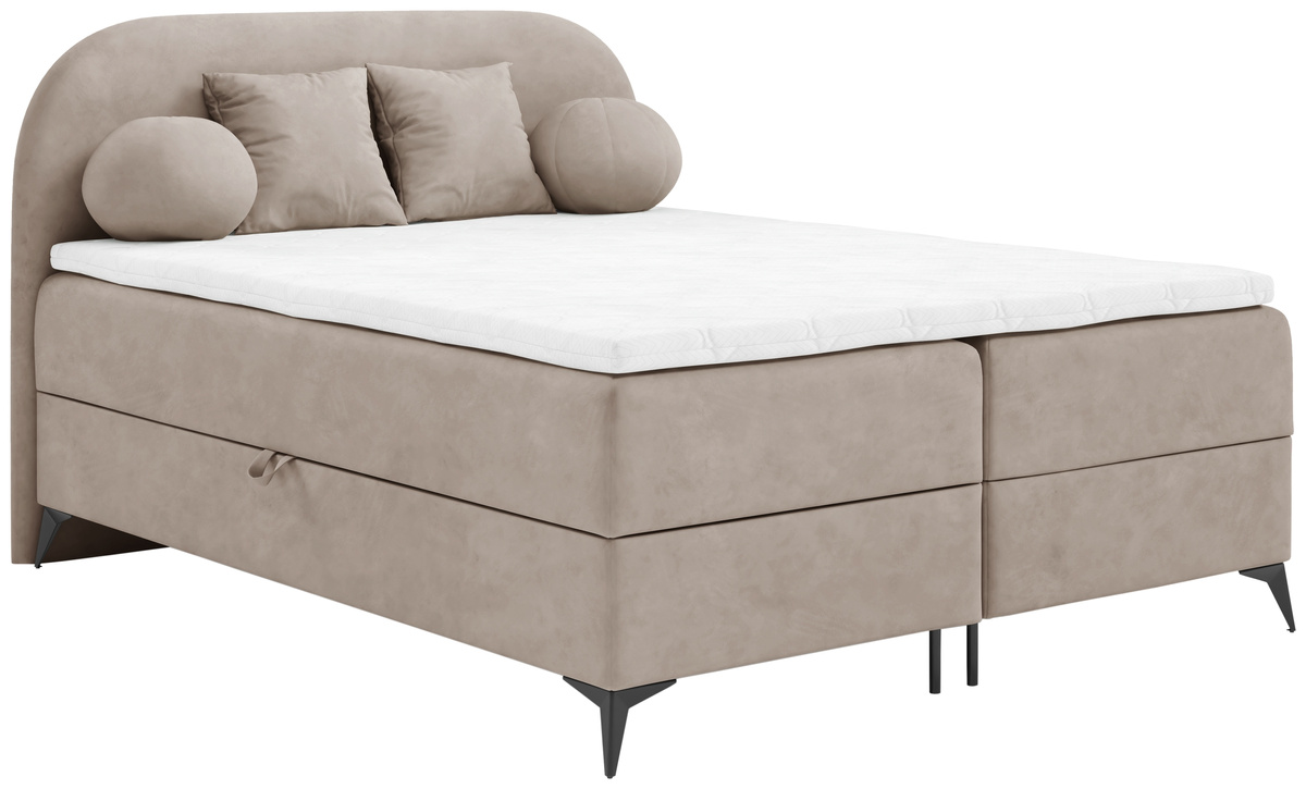 Kontynentalne łóżko do sypialni 160x200 cm tapicerowane SERENO beżowe