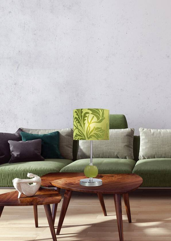 Zielona lampka stołowa do salonu i sypialni CORT chrom metal