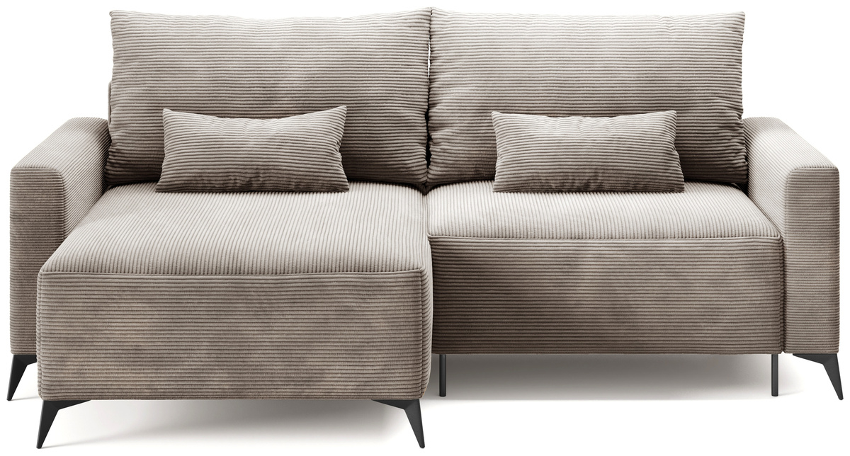 Rozkładany narożnik loft na nóżkach z pojemnikiem do salonu LORENZO beżowy