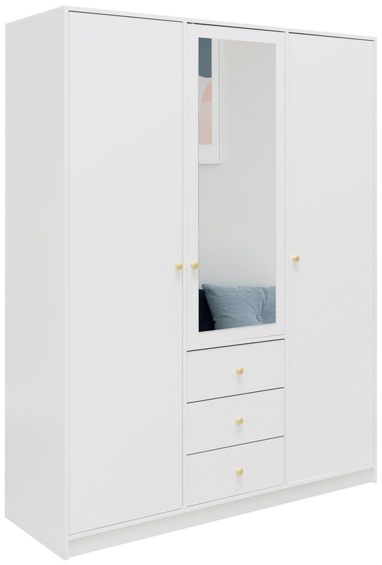 Biała nowoczesna szafa z lustrem i szufladami 150 cm SELMA