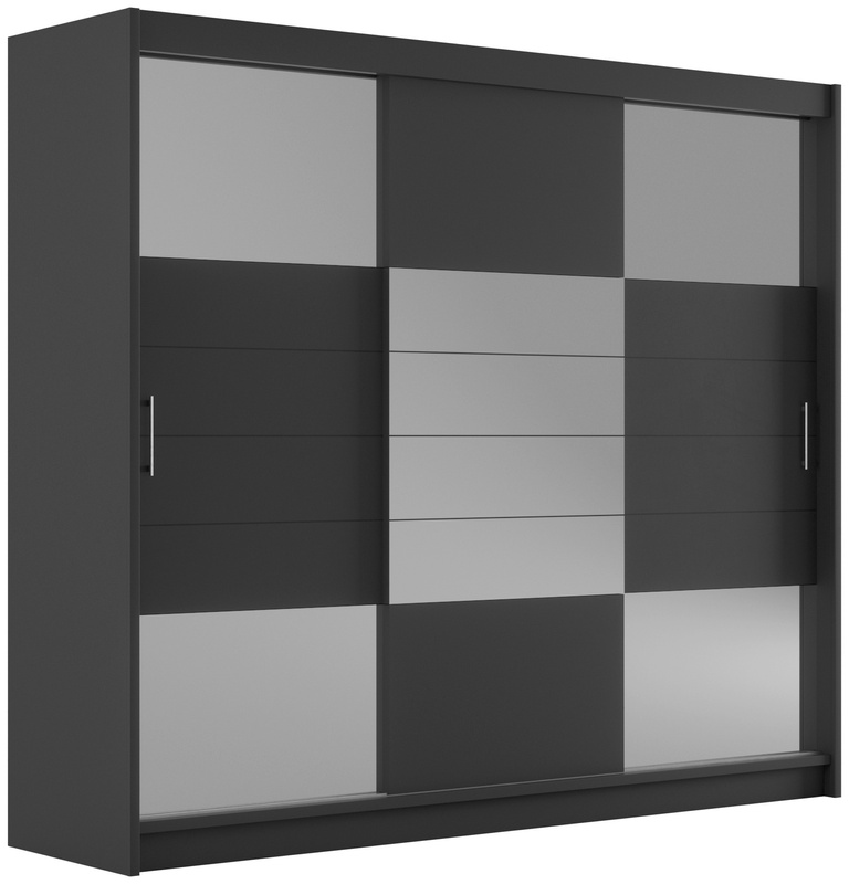 Grafitowa dwudrzwiowa szafa przesuwna z lustrem 250 cm AMARA