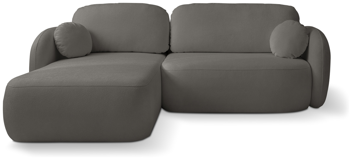 Nowoczesna kanapa narożna z funkcją spania do salonu grafit OMERO