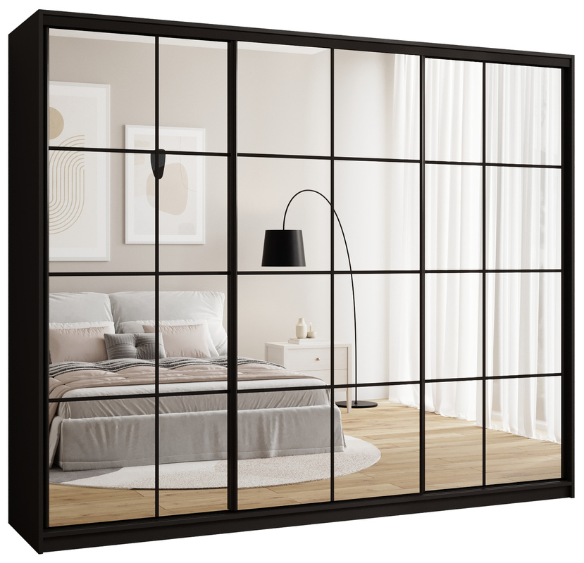 Duża szafa przesuwna z lustrami 250 cm do sypialni OPTICA