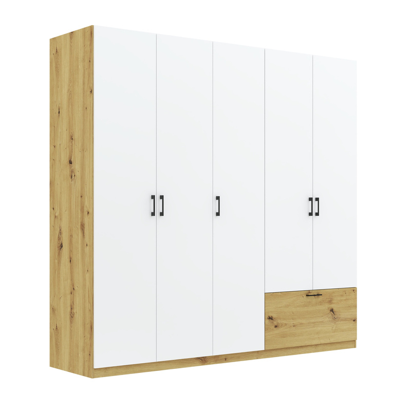 Duża szafa 225 cm do sypialni na ubrania z szufladą ARLENE dąb artisan