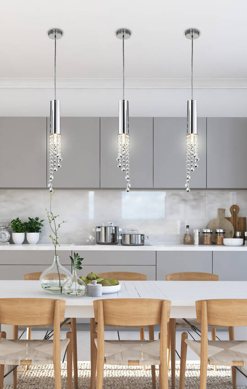 Srebrna lampa wisząca sufitowa z regulacją wysokości do salonu DUERO