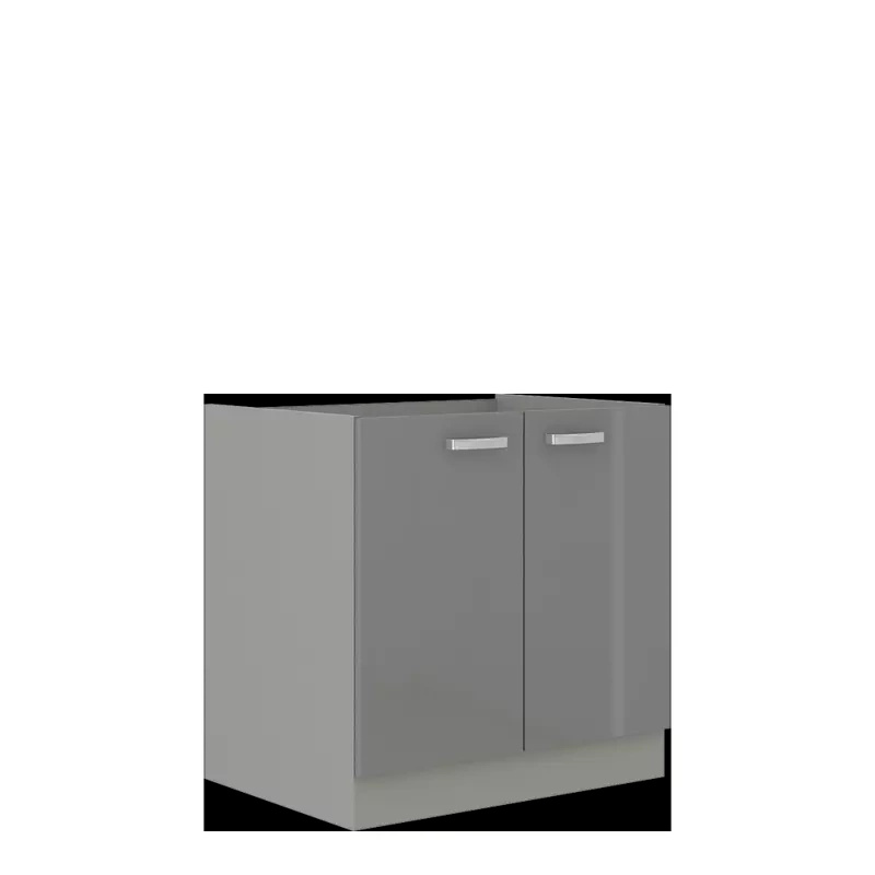 Nowoczesna szafka pod zlewozmywak szary połysk 80 cm SILVER