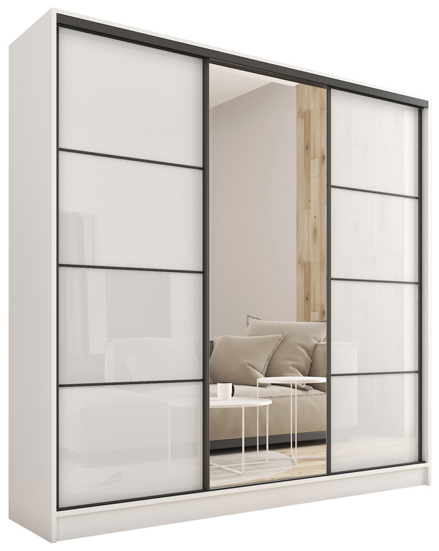 Szafa przesuwna 180 cm biała połysk LOFT