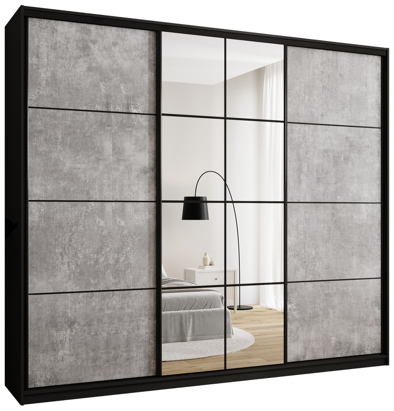 Pojemna szafa przesuwna do sypialni z lustrem 280 cm EDGE MAX