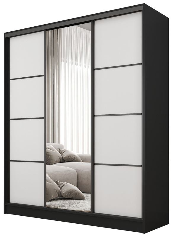 Nowoczesna szafa przesuwna do sypialni 160 cm BEST lustro półki