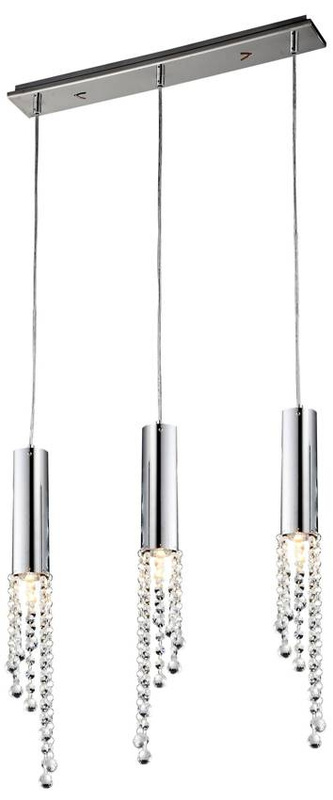 Srebrna lampa wisząca 3-punktowa do salonu DUERO metal