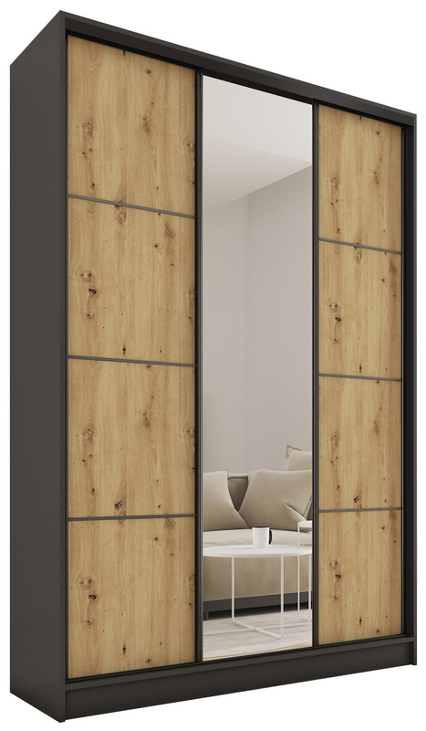 Szafa przesuwna z lustrem 150 cm LOFT MAX dąb artisan
