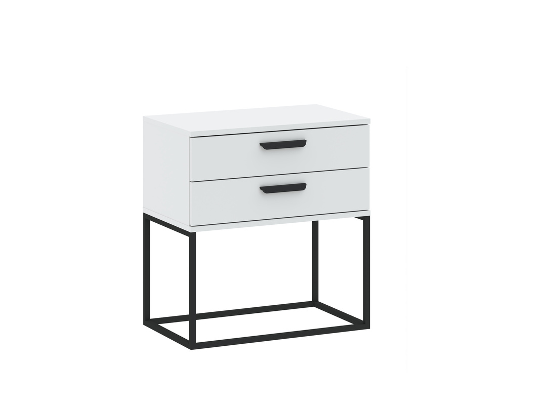 Biała szafka nocna do sypialni COTTA z szufladami