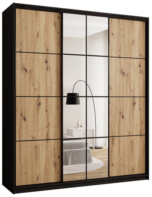 Wysoka szafa przesuwna z lustrem 200 cm do sypialni EDGE MAX