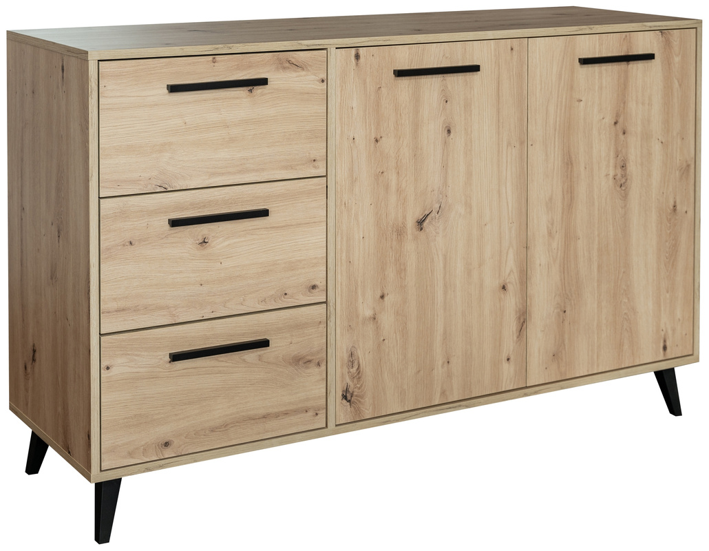 Komoda dwudrzwiowa z szufladami 140 cm KODA dąb artisan