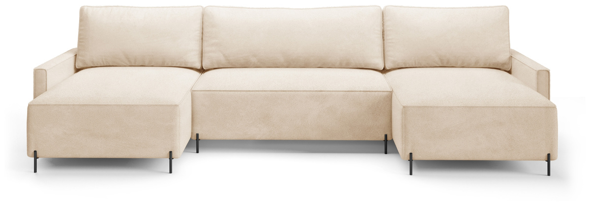 Beżowy rozkładany narożnik na nóżkach do salonu NORTON U