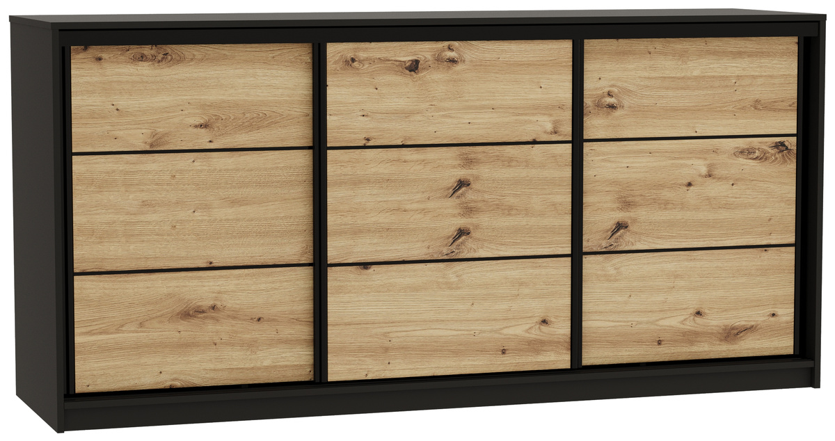 Komoda przesuwna do sypialni z szufladami 200 cm LOFT dąb artisan