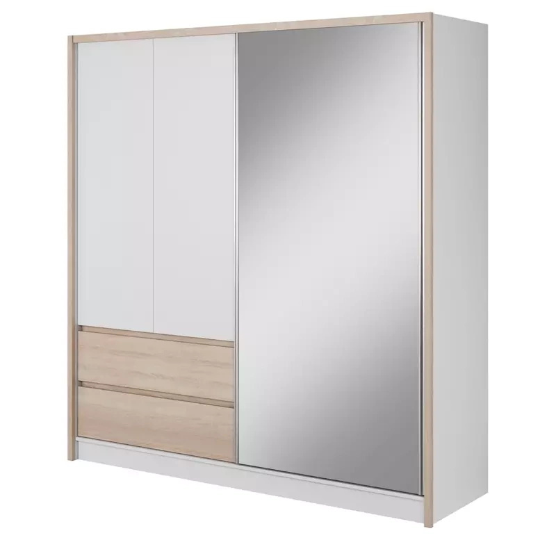 Szafa z lustrem 200 cm biała dąb sonoma MALTA