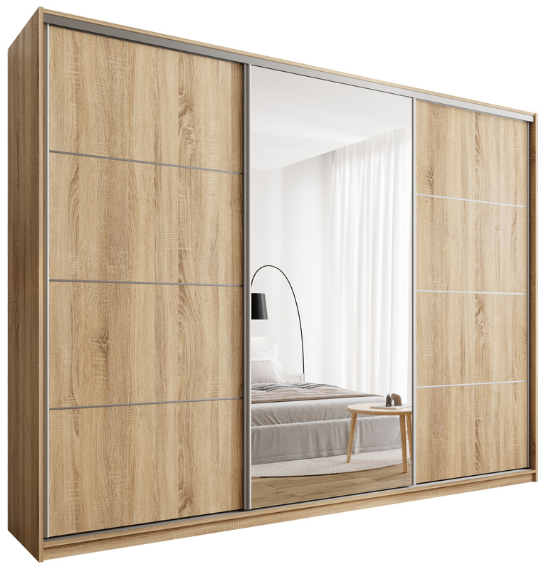 Duża szafa przesuwna z lustrem do sypialni 280 cm TOP MAX