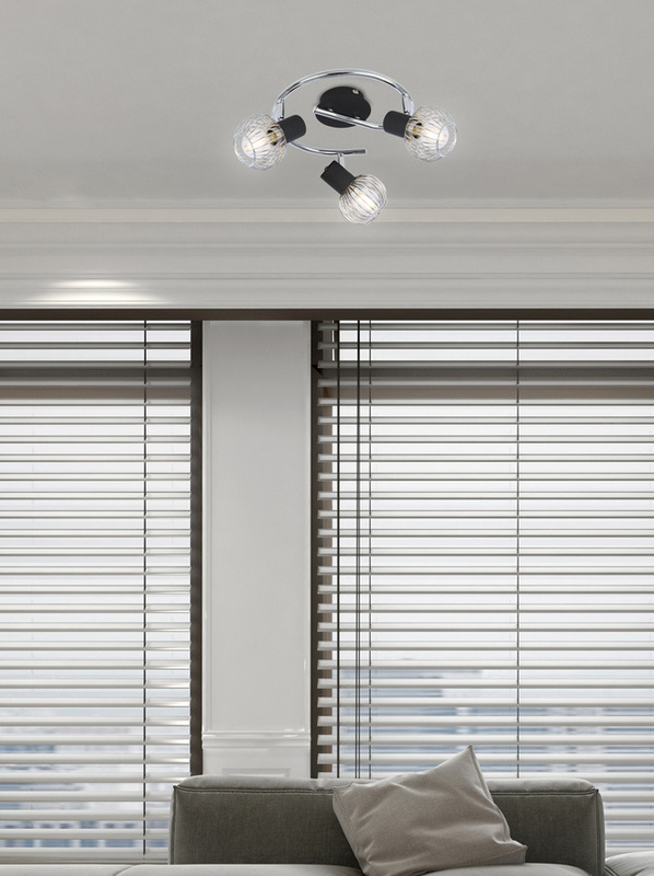 Czarna lampa sufitowa spirala 3-punktowa do salonu OSLO metal