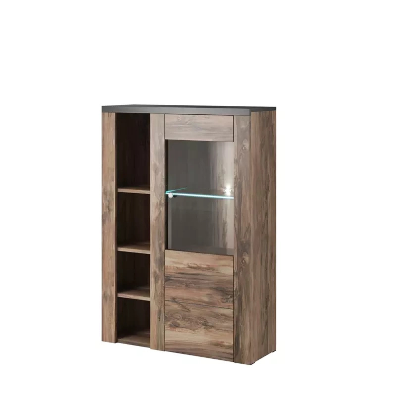 Pojemna witryna stojąca LARONA orzech satin