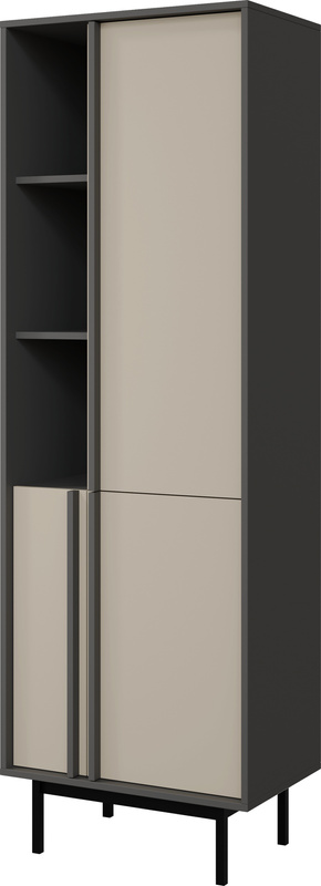 Nowoczesny wysoki regał do salonu 63 cm z półkami i szafkami ALSY