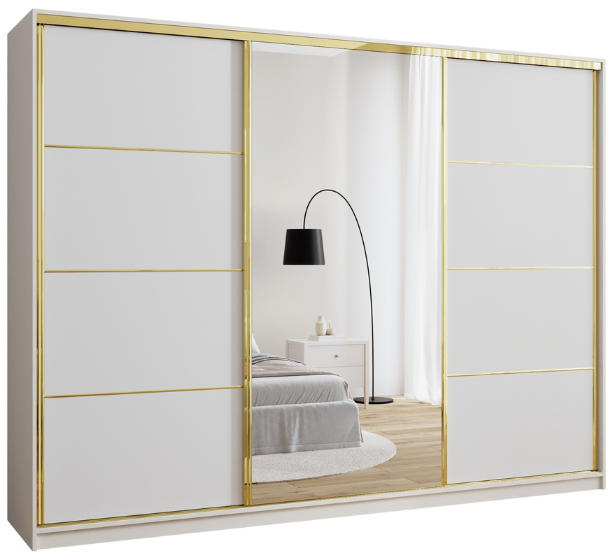 Pojemna szafa przesuwna 280 cm GOLD NEW biały mat