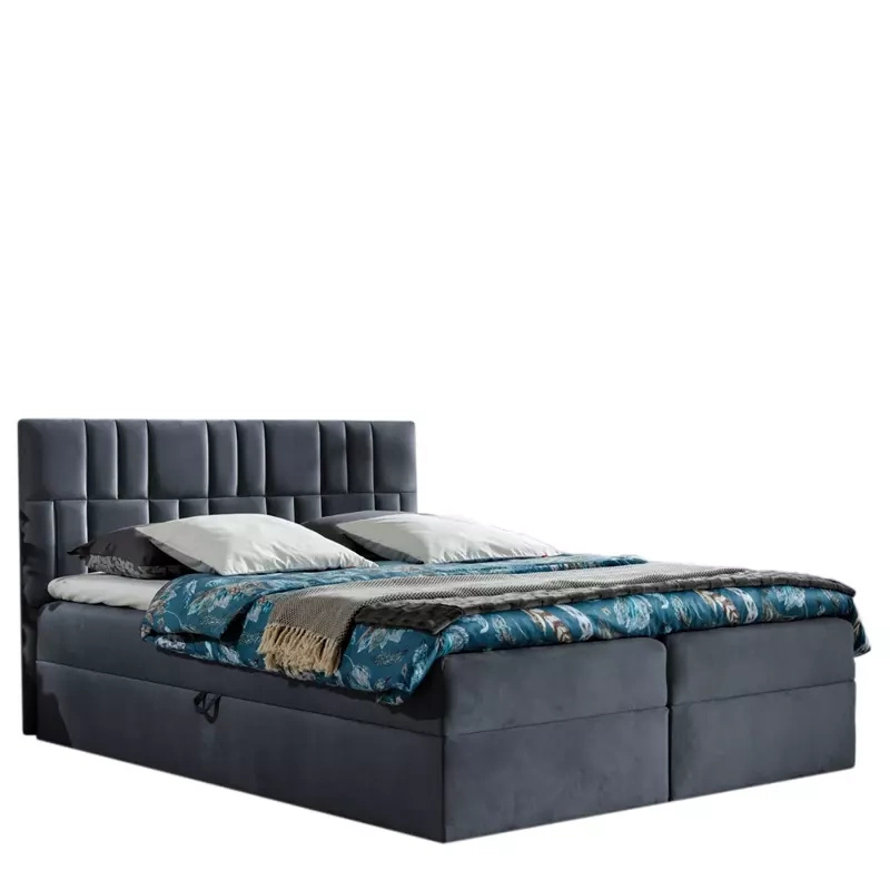 Łóżko Kontynentalne 160x200 kremowe TOM 3 sprężyny pocket