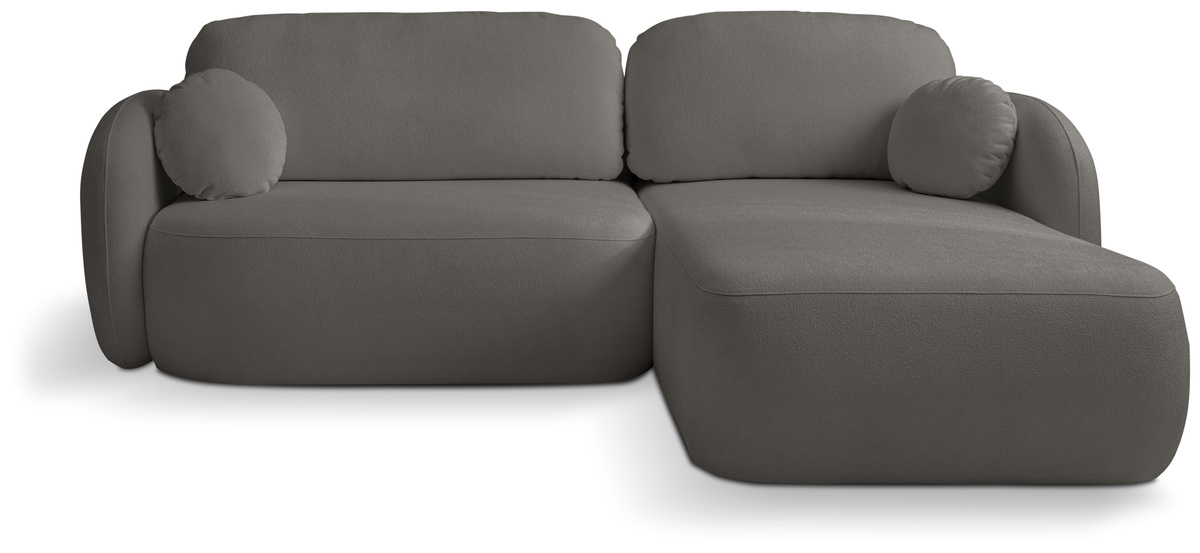 Nowoczesna kanapa narożna z funkcją spania do salonu grafit OMERO