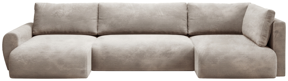 Duży rozkładany narożnik do salonu beżowy sztruksowy PATI MAXI