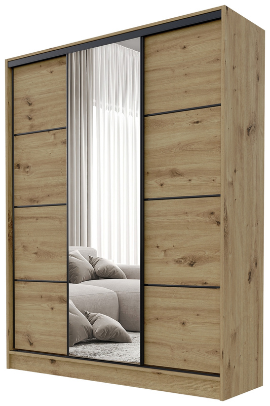 Szafa przesuwna z półkami 150 cm BEST dąb artisan